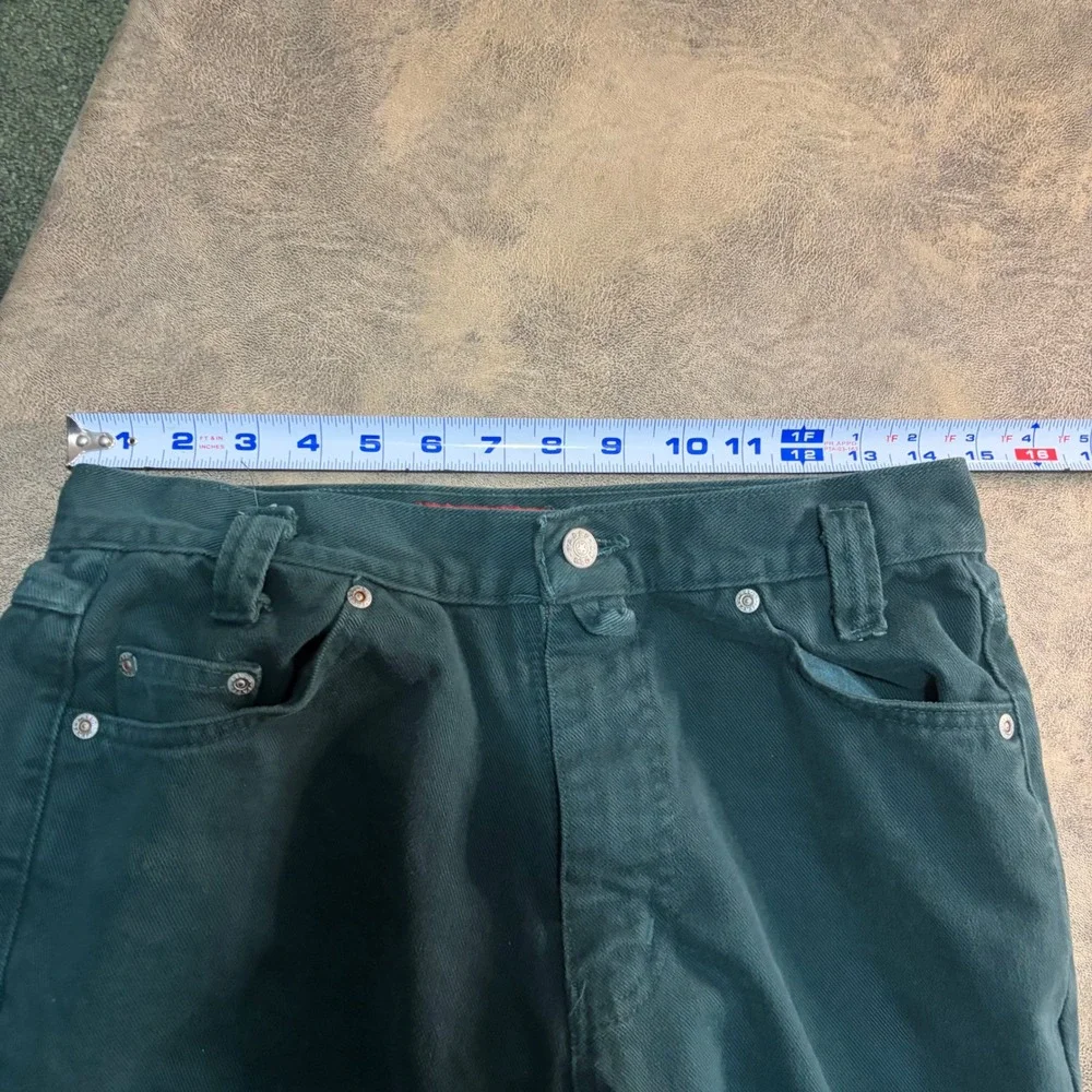 Faded Glory Workwear Pants 30x30 (29x27) Green VTG 90s Made USA Cotton Drop Loop